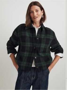 Madewell Plaid Knit Boxy Shirt-Jacket